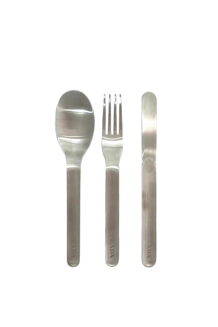 Prada Cutlery Set Silver Black Bloom 2 Up004